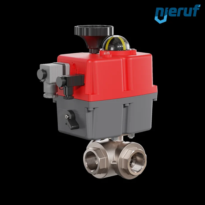 3 Wege Kugelhahn elektrisch 24-240V DN25 – 1″ Zoll Messing voller Durchgang mit T-Bohrung