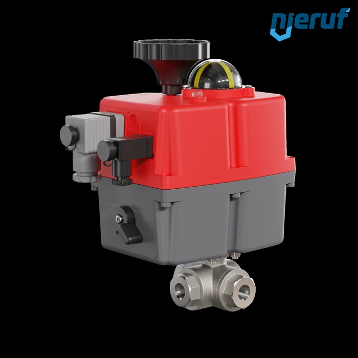 3 Wege Kugelhahn elektrisch 24-240V DN8 – 1/4″ Zoll Edelstahl reduzierter Durchgang mit L-Bohrung