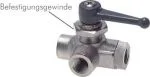 3-Wege L-Kugelhähne mit langem Griff, für Schalttafeleinbau, Messing vernickelt, PN 20, alle Größen