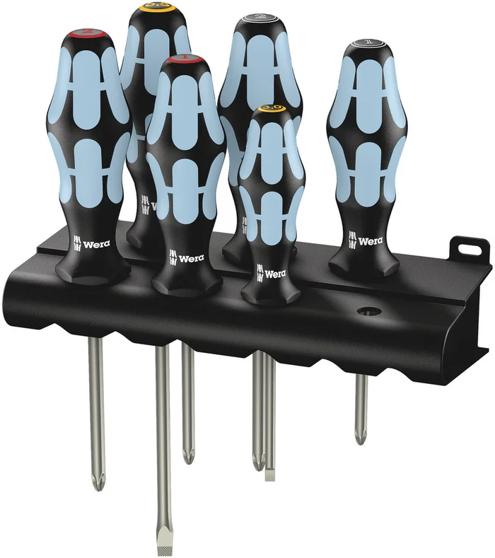 3334/3350/3355/6 Schraubendrehersatz, Edelstahl + Rack, 6-teilig
