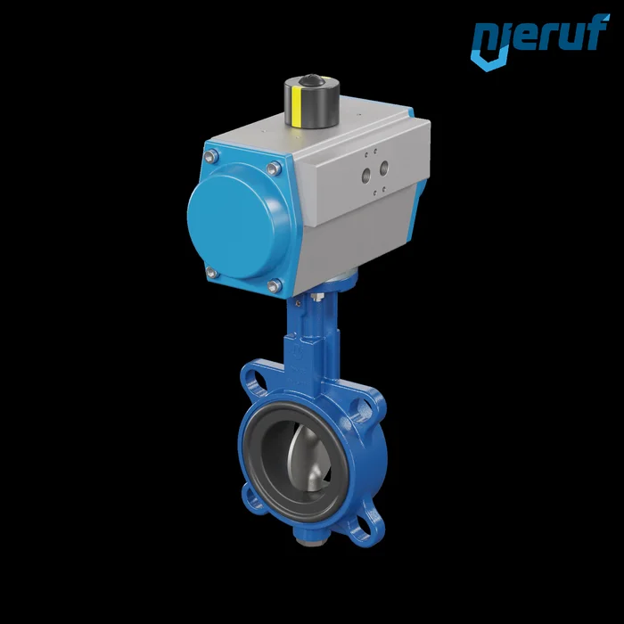 Absperrklappe DN 65 AK01 EPDM DVGW Trinkwasser, WRAS, ACS, W270 pneumatischer Schwenkantrieb einfachwirkend federöffnend