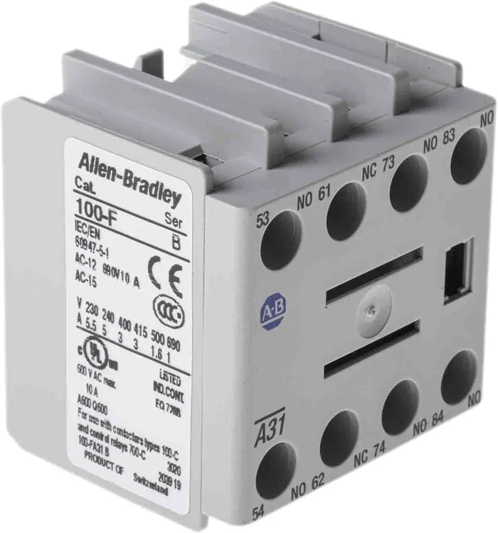 Allen Bradley 100F Hilfskontakt 4-polig, 1 Öffner + 3 Schließer Frontmontage mit Schraubanschluss Anschluss 10 A