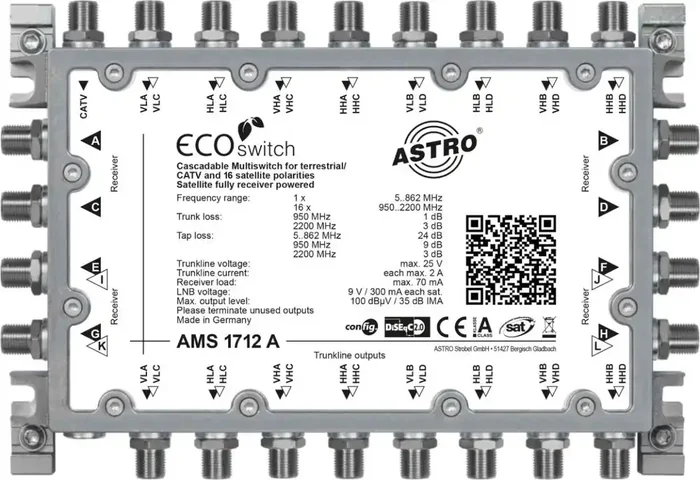 AMS 1712 A ECO 17er Kaskaden-Multischalter für 12 Teilnehmer