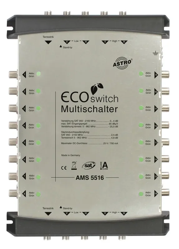AMS 5516 Ecoswitch Kaskadenmultischalter, 5 Eingänge, 16 Teilnehmer
