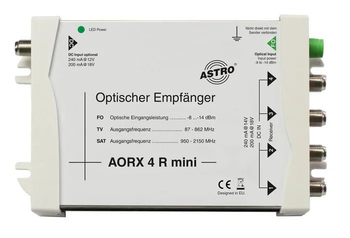 AORX 4 R Optischer Empfänger zum direkten Anschluss von bis zu 4 Receivern/TV-Geräten