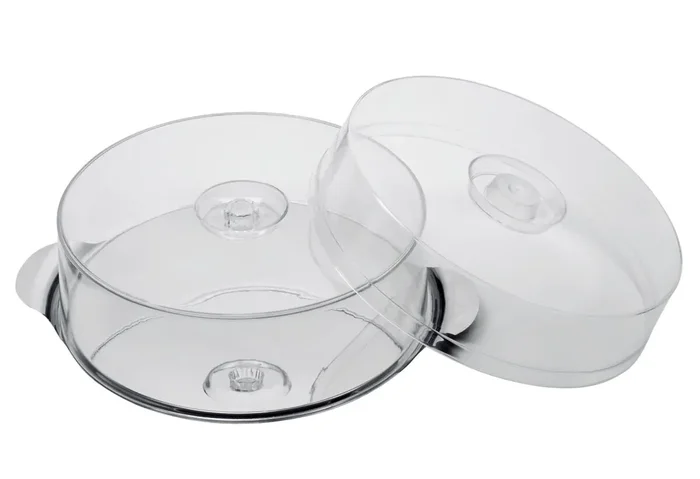 APS Tortenplatte mit 2 Hauben 7+11cm Edelstahl/Kunststoff Ø30cm
