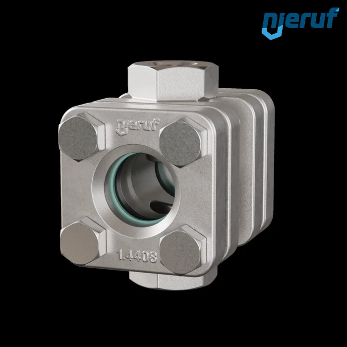 Durchfluss-Schauglas G 1/2″ Zoll Borosilikatglas Standard Edelstahl 1.4408 40 bar Innengewinde BSP