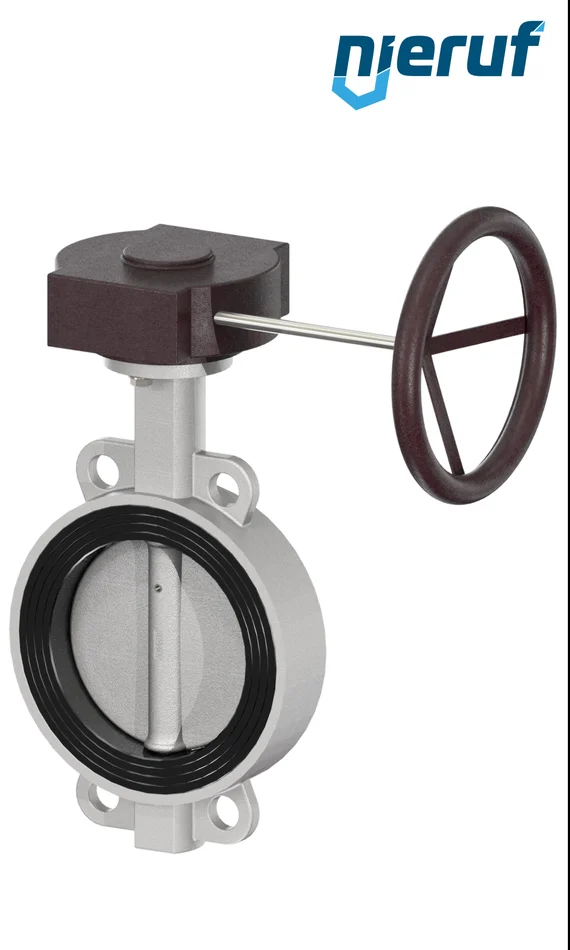 Edelstahl-Absperrklappe DN40 PN16 Getriebe EPDM