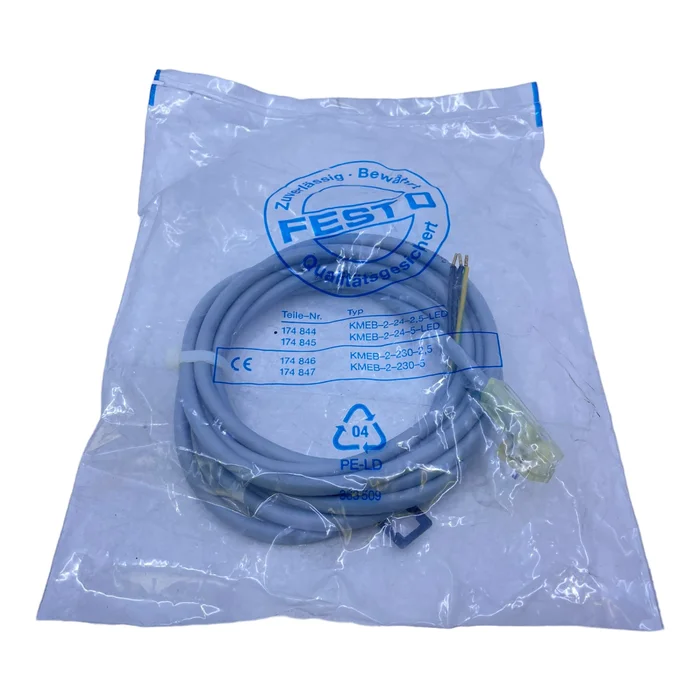 Festo KMEB-2-24-2,5-LED Steckdosenleitung 174844 24V DC IP65 4-polig -20-80°C