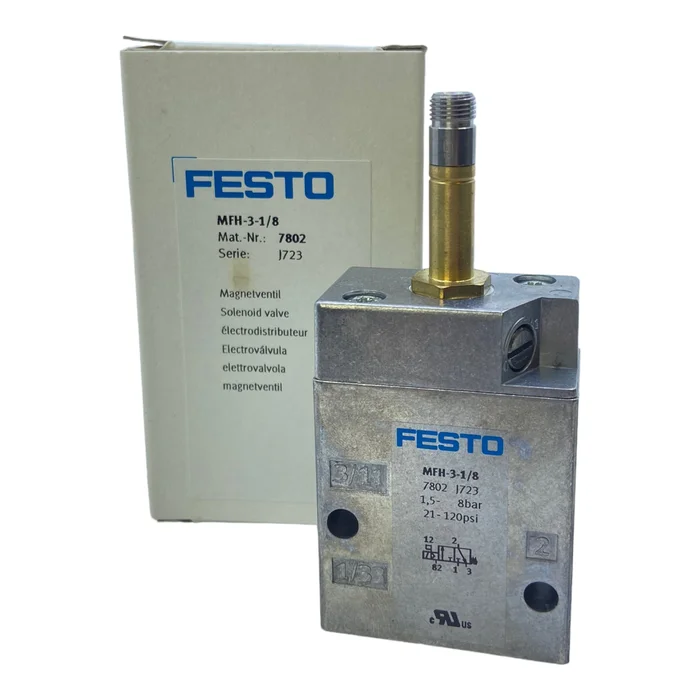 Festo MFH-3-1/8 Magnetventil 7802 drosselbar 1,5 bis 8 bar mechanische Feder
