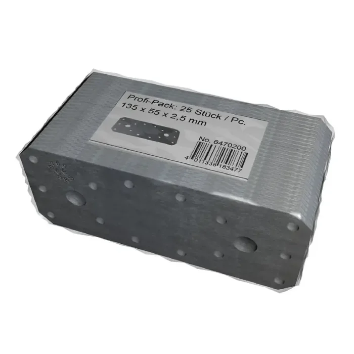 Flachverbinder Lochplatte Holzverbinder 95 x 24 x 2,5 mm verzinkt 25er-Profi-Pack
