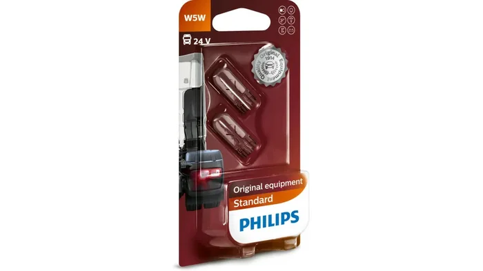 Glassockellampe 24 V, 5 W W2,1×9,5d PHILIPS, 2 Stück, SB-verpackt