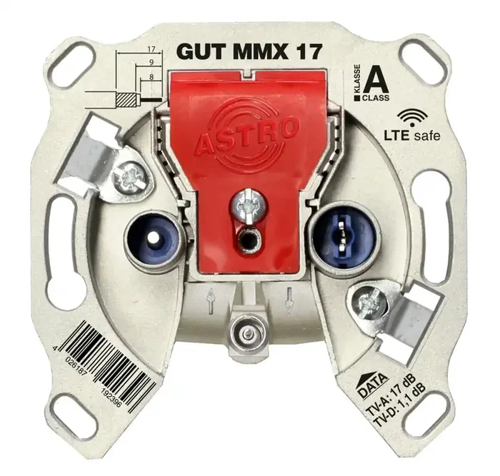 GUT MMX 17 BK-Modem-Durchgangsdose, 5 – 1218 MHz, 17 dB Anschlussdämpfung
