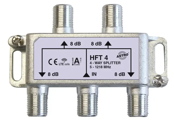 HFT 4 Verteiler 4-fach 7,8 dB, 5 – 1200 MHz, VFKD zertifiziert
