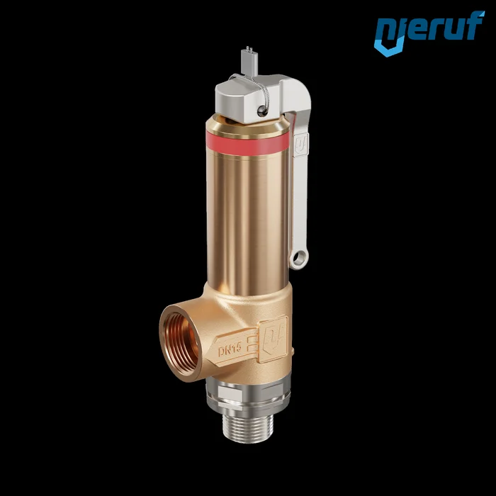 Kryo-Sicherheitsventil DN10 3/8″ AG x 1/2″ IG mit Hebel Eck-Ausführung PTFE 0,2 – 70,0 bar