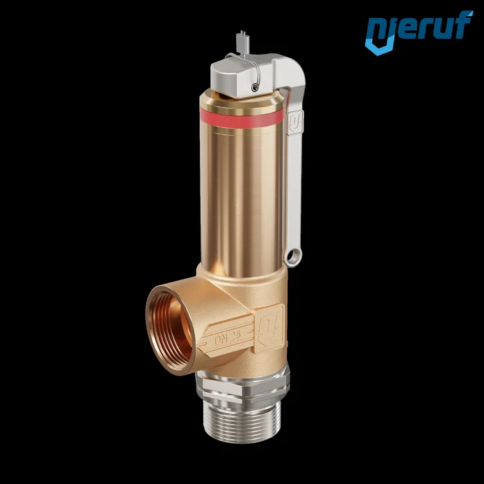 Kryo-Sicherheitsventil DN15 1″ AG x 1″ IG mit Hebel Eck-Ausführung PTFE 0,2 – 50,0 bar