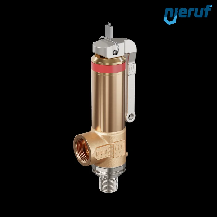 Kryo-Sicherheitsventil DN8 1/4″ AG x 3/8″ IG mit Hebel Eck-Ausführung PTFE 0,2 – 70,0 bar