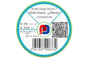 Lötdraht ISO-Core Clear Sn95.5Ag3.8Cu0.7 – Ø 0.50 mm – 500 g