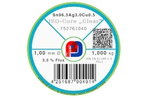 Lötdraht ISO-Core Clear Sn96.5Ag3Cu0.5 – Ø 1.00 mm – 1000 gr
