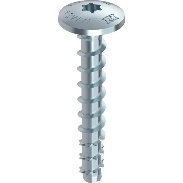 MULTI-MONTI-plus MS Montageschienenanker Stahl verzinkt flacher Rundkopf T30 – 7,5 x 60 mm – 50 Stück