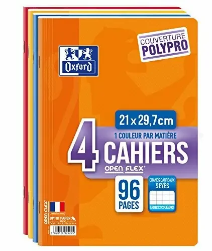 Oxford Cahier „Openflex“, A4, seyès, lot de 4