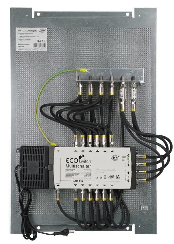 SAM 512 ECO Montage-Kit Vormontierter 5 in 12 Multischalter, inkl. Lochblech, Erdungsschiene, Feinschutz