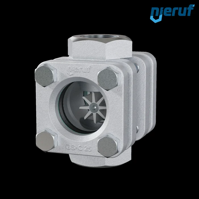 Schauglas G 1 1/2″ Zoll Borosilikatglas PTFE-Rotor Stahlguss 1.0619 40 bar Innengewinde BSP