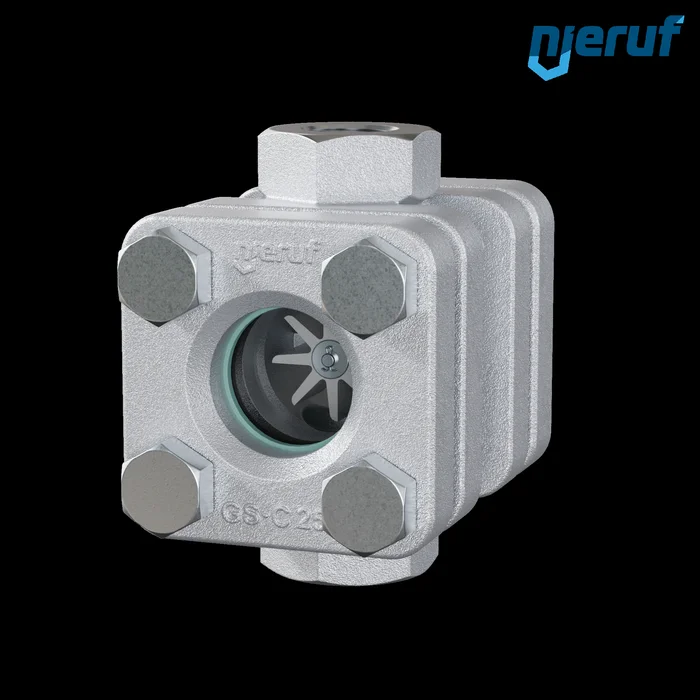 Schauglas G 1/2″ Zoll Borosilikatglas PTFE-Rotor Stahlguss 1.0619 40 bar Innengewinde BSP