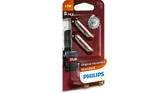 Soffittenlampe PHILIPS, 24 V / 5 W, 2 Stück, SB-verpackt 11 x 36 / SV8,5