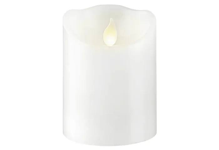 STAR TRADING LED-Kerze Twinkel Wachs 7,5×7,5x10cm weiß